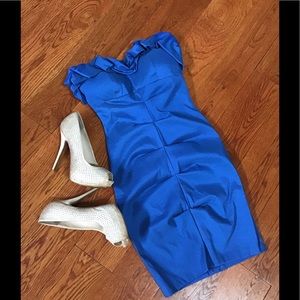 Arden B Royal Blue Strapless Sweetheart Ruffled Mini Dress Size S
